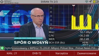 Ekran miernika Ranger Neo 2 z podglądem programu telewizyjnego DVB-T2 i parametrami MER, C/N